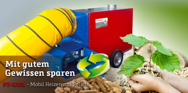 PT 120K Warmluftheizung mit Pellets.
